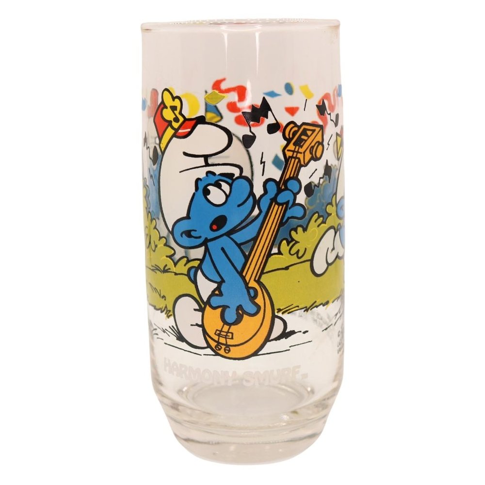 Vintage 1983 Smurfs Glass Harmony Smurf Collectible Tumbler